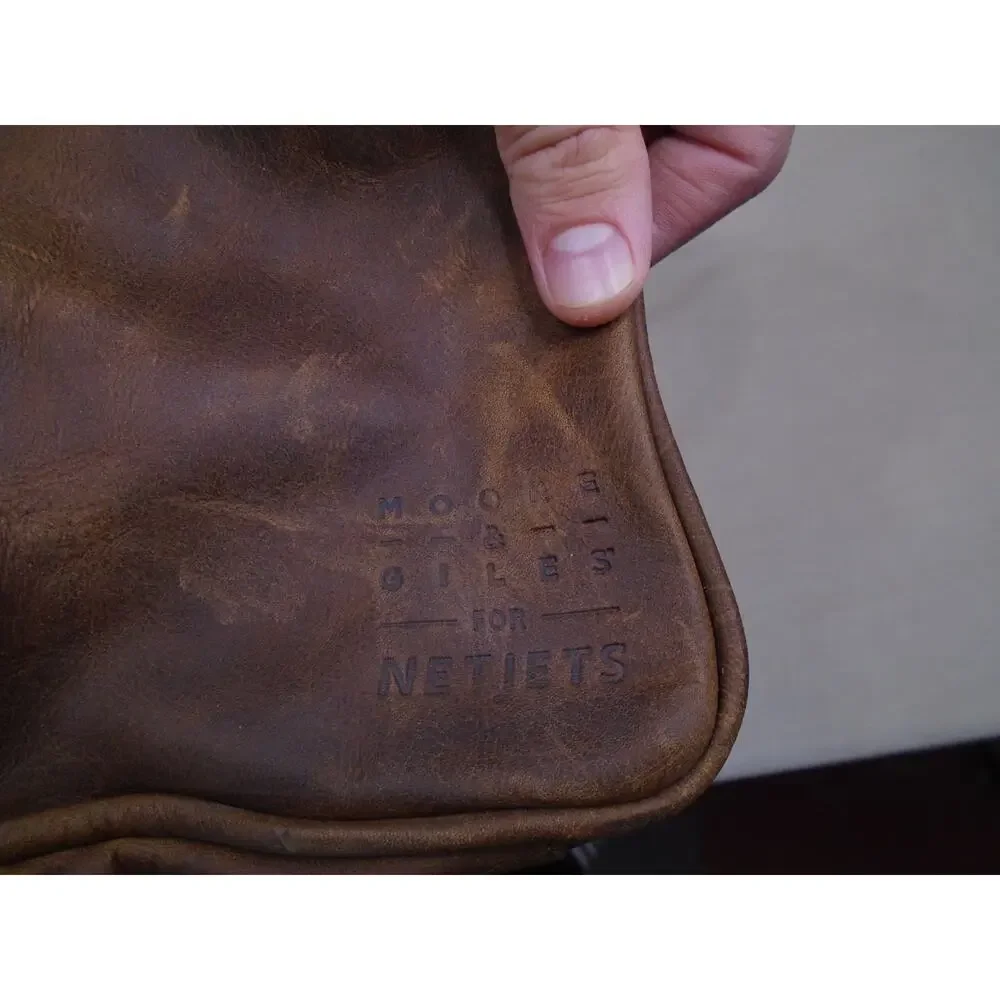 MOORE & GILES “NetJets” Edition Heavy Leather Duffel EUC Durable Weekend Travel